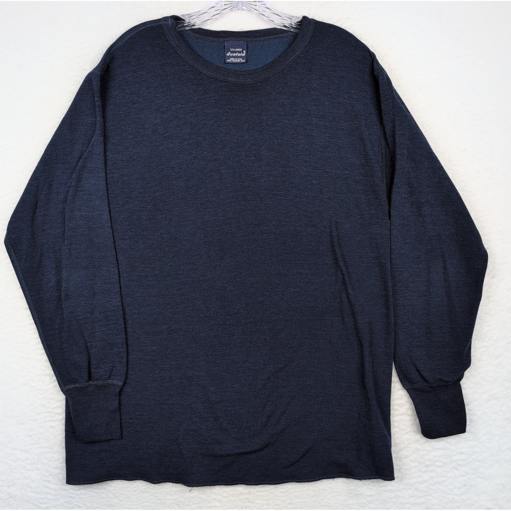 Vintage Duofold Base Layer Thermal Shirt Adult XXL Blue Crew Two Layer USA Made